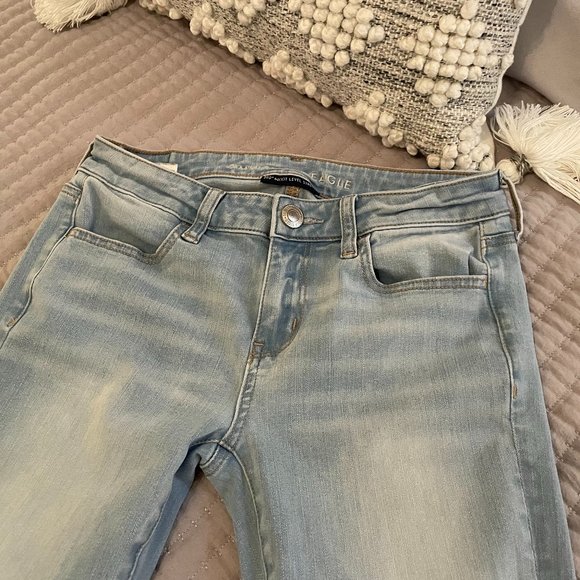 American Eagle Women's Light Blue Washed Stretch Jeggings 4 Long - Picture 2 of 11